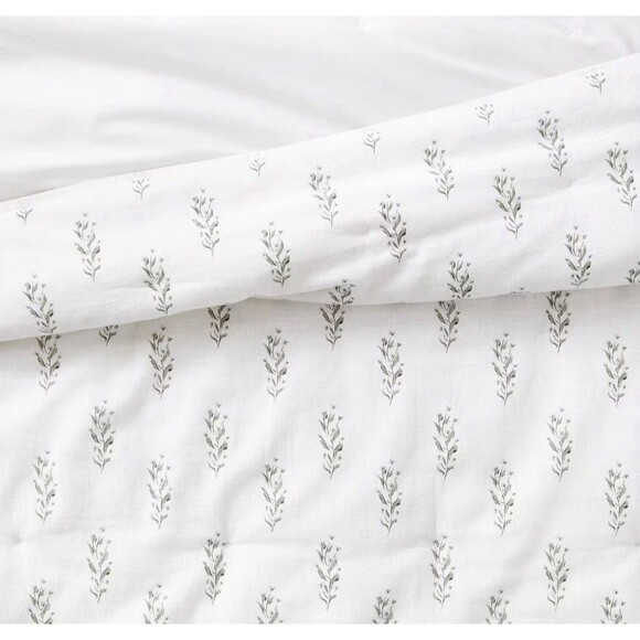 Queen Lofty Cotton Slub Wood Block Floral Quilt WhiteThreshold Studio McGee - Picture 4 of 8